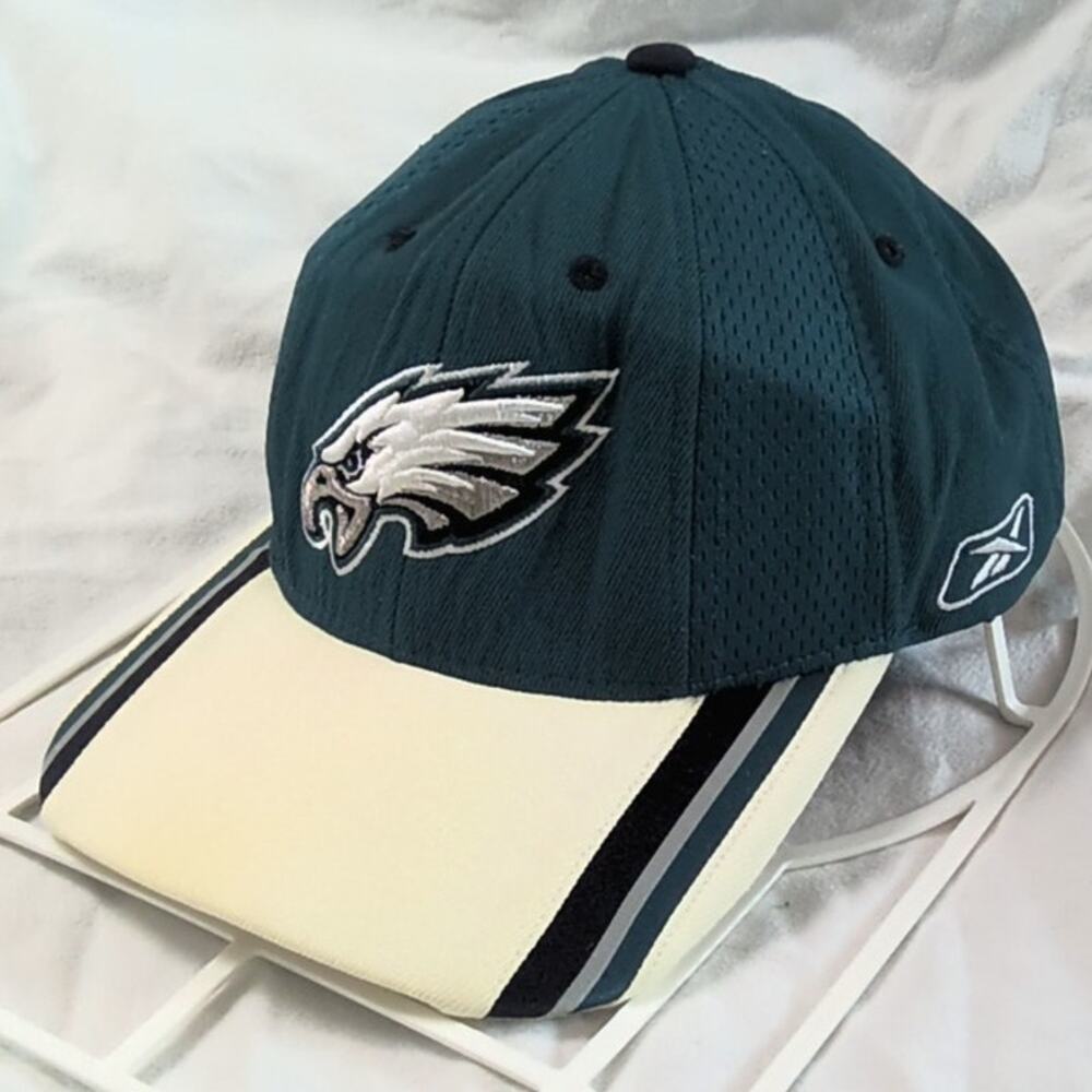 VTG Reebok Philadelphia Eagles 2002 Sideline Cap/Hat Adjustable Green/White NFL